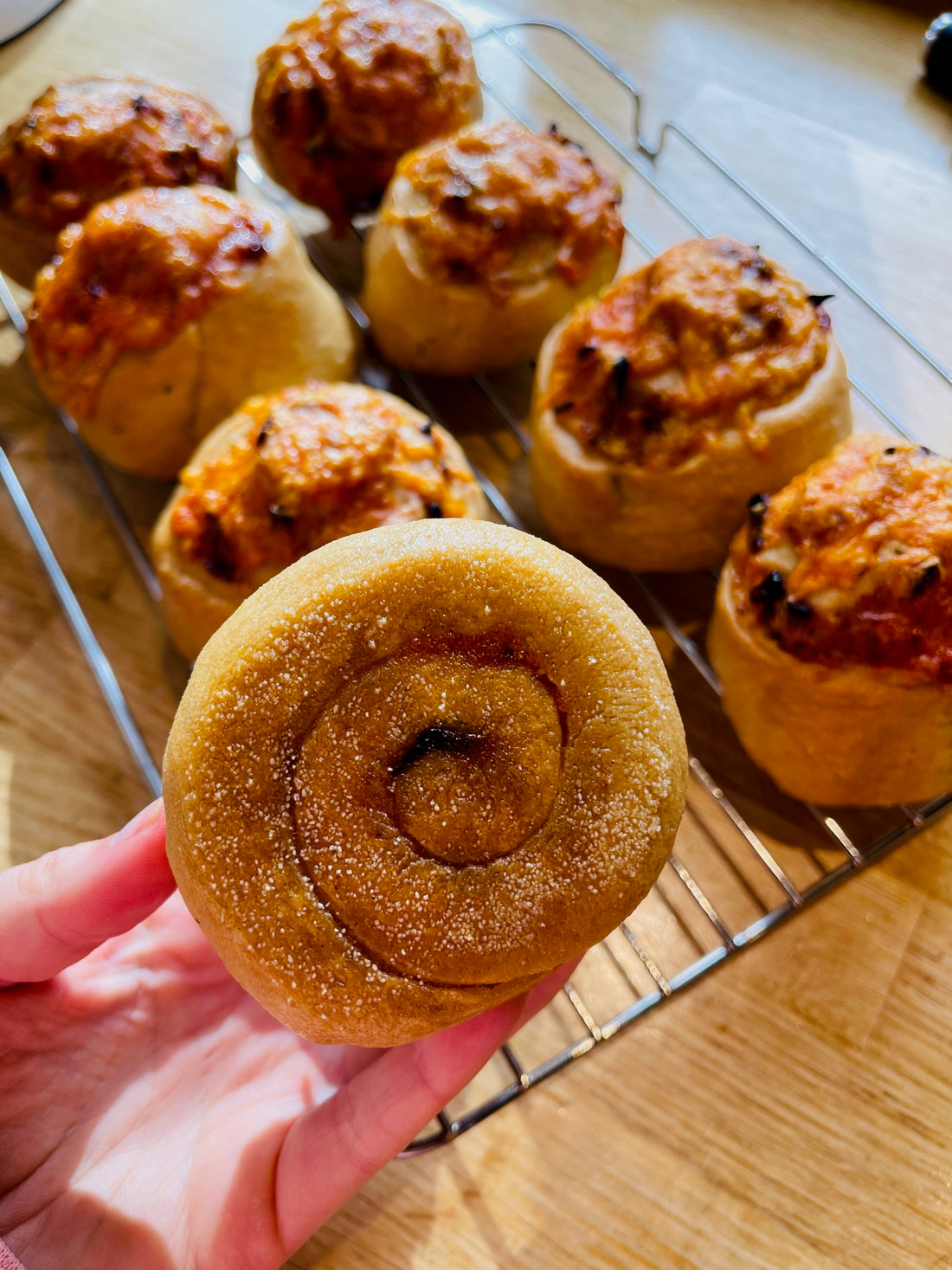 Herby cheese and onion bread rolls with Baqa spice mix