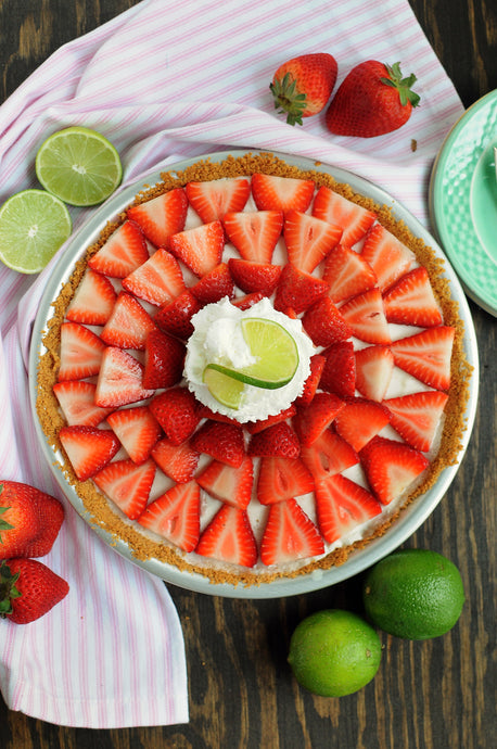 Strawberry and black lime cheesecake